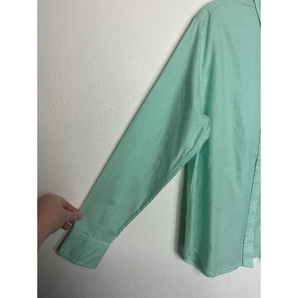 Everlane Size 4 Button Down Pinstripe Shirt Mint Green Oversized Cotton NWT - Picture 4 of 10